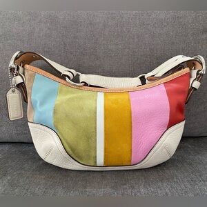 Coach Multi-Color Leather/Suede Crescent Bag
